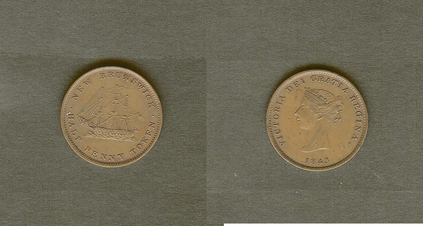 Canada 1/2 penny token New Brunswick 1843 gEF/AU